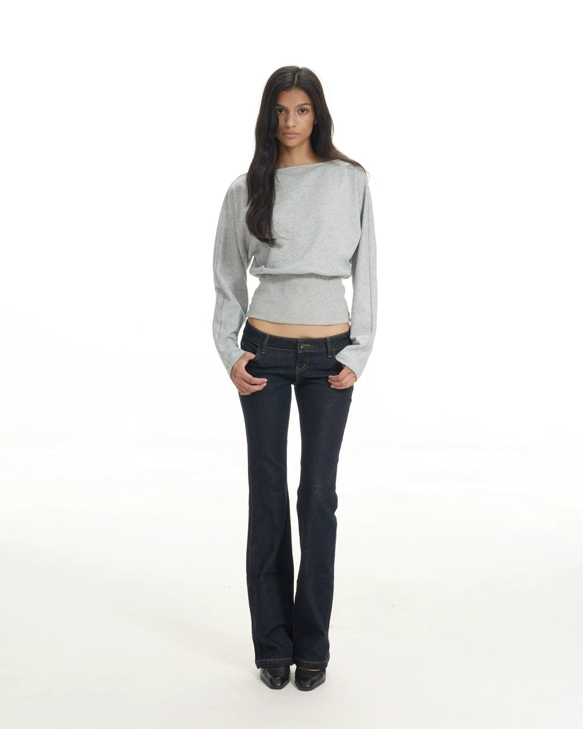 Everyday | Boat Neck Cinched Waist Long Sleeve Top