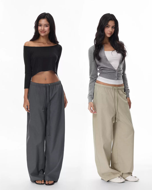Everyday | Low-Rise Drawstring Barrel-Leg Pants