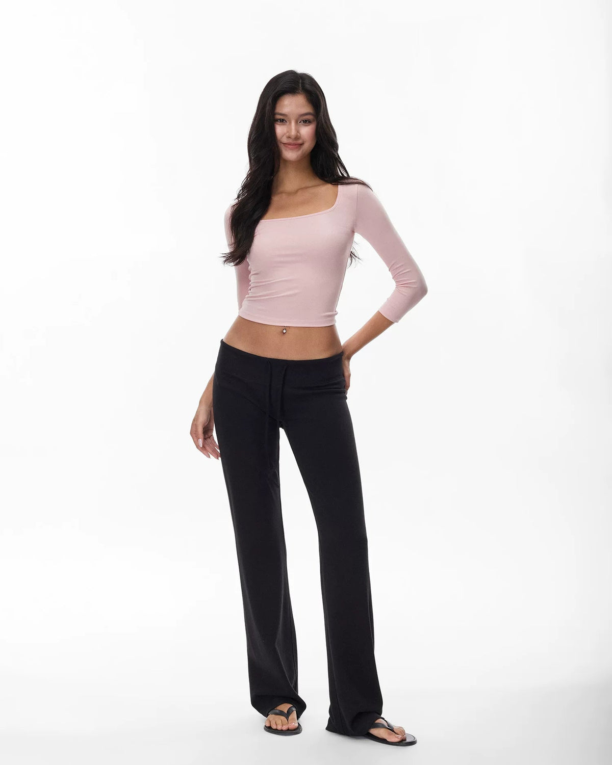 Everyday | Low-Rise Drawstring Straight-Leg Knit Sweatpants