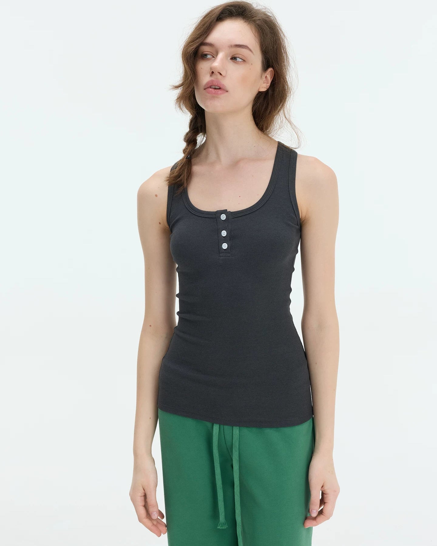 Elle | Everyday Ribbed Henley Tank Top