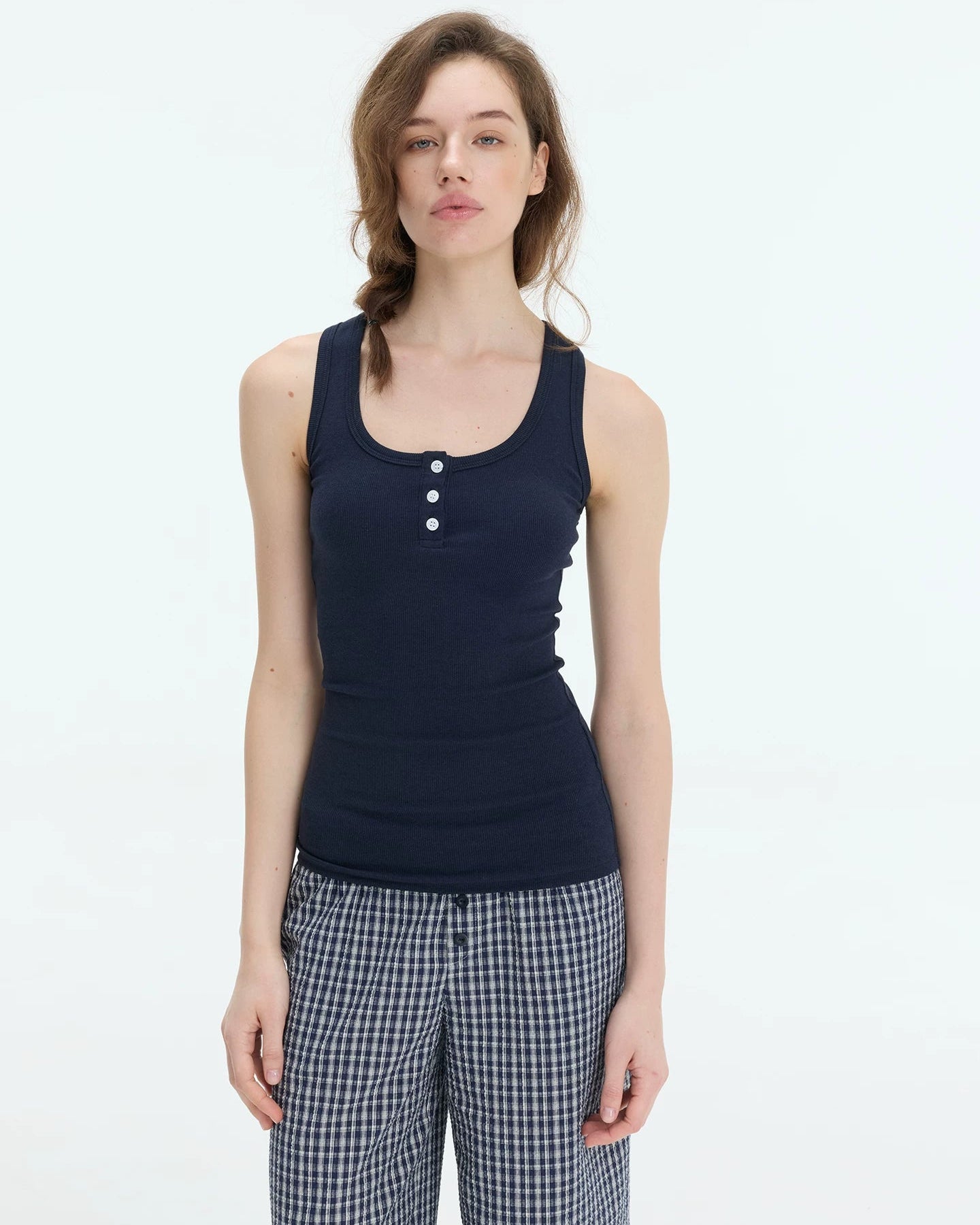 Elle | Everyday Ribbed Henley Tank Top