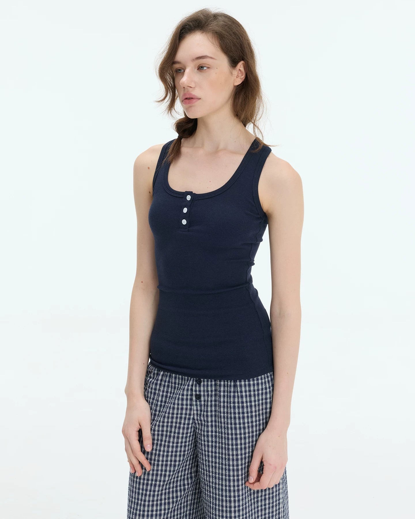 Elle | Everyday Ribbed Henley Tank Top