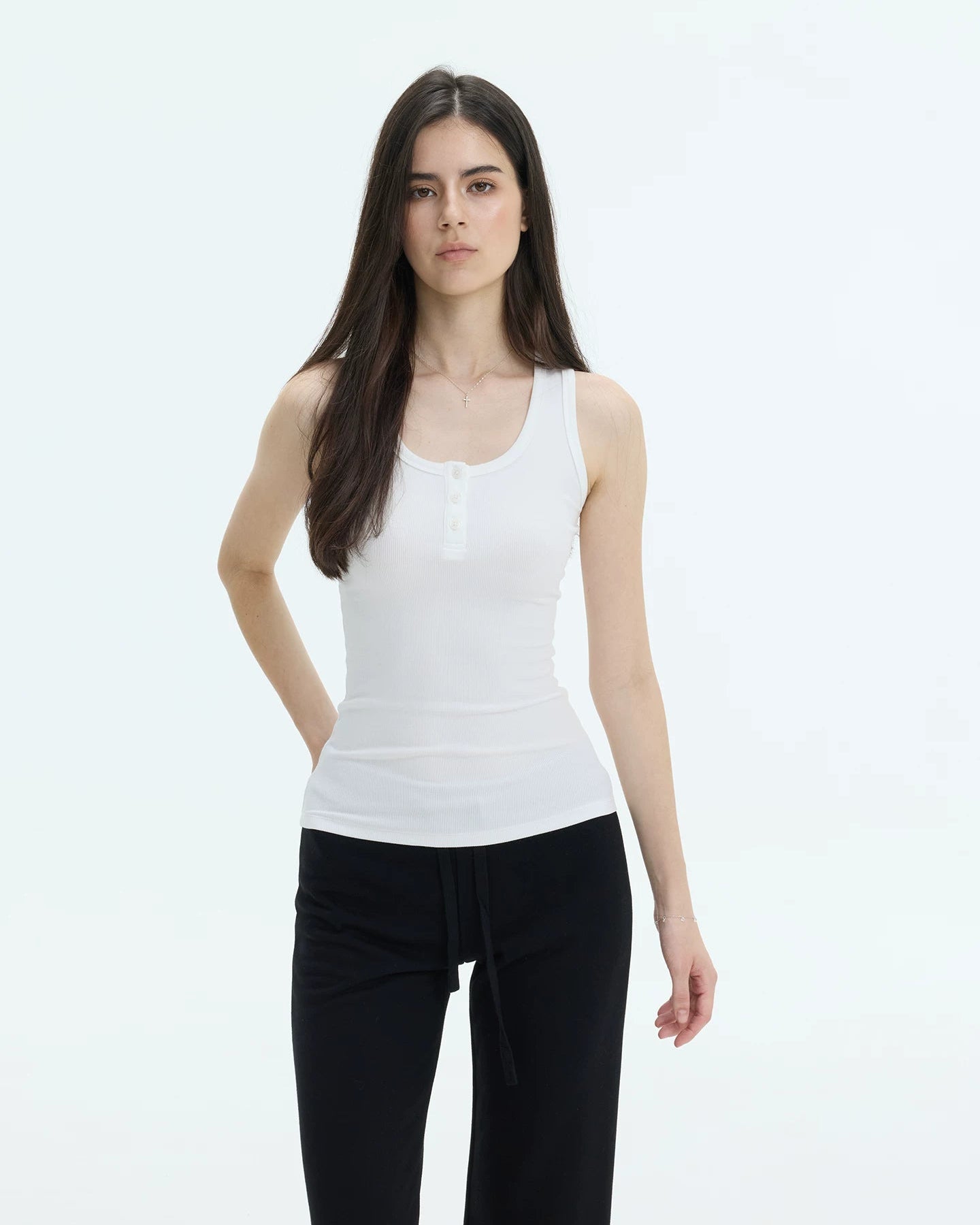 Elle | Everyday Ribbed Henley Tank Top
