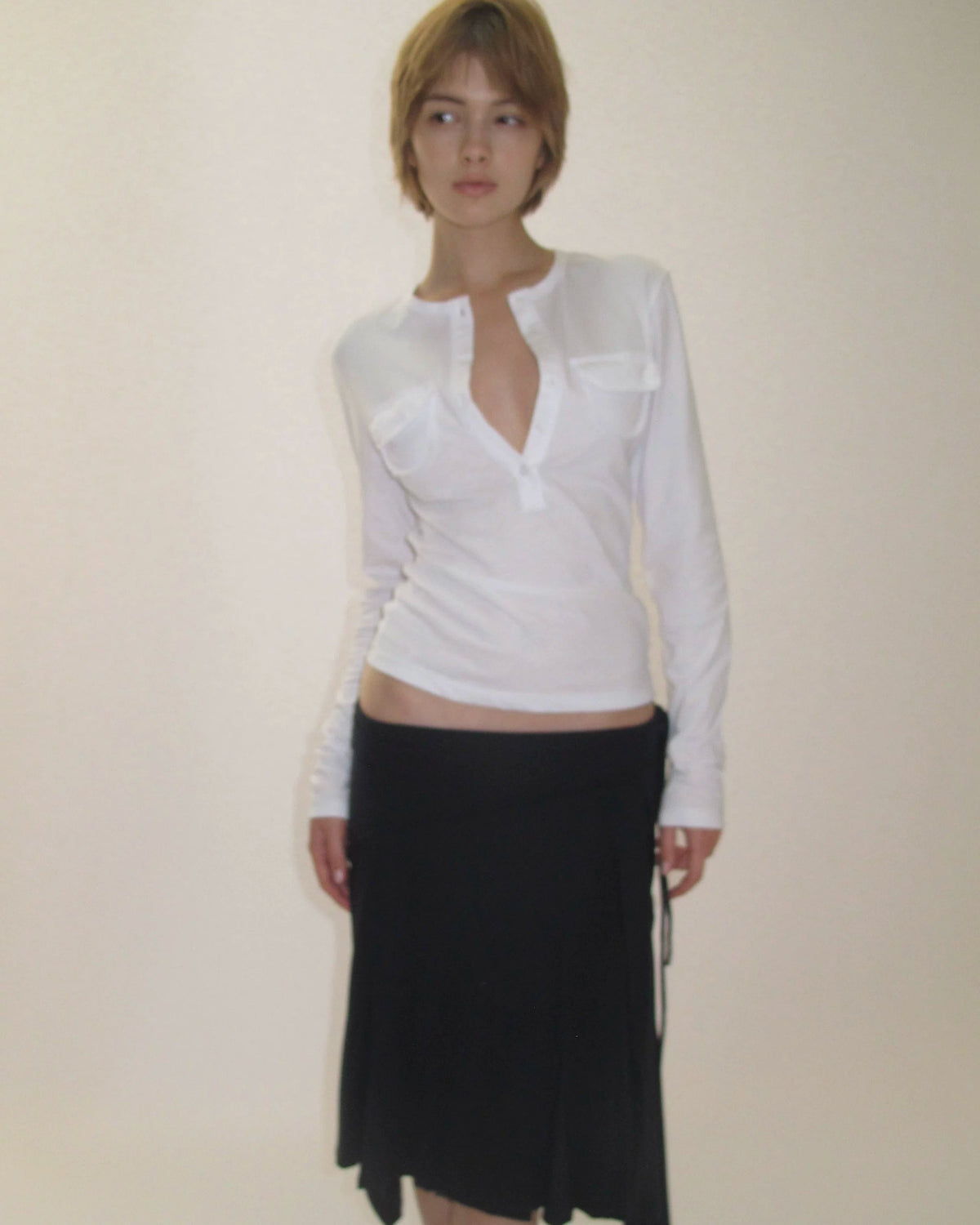 Fitted Pocket Henley Long Sleeve Top