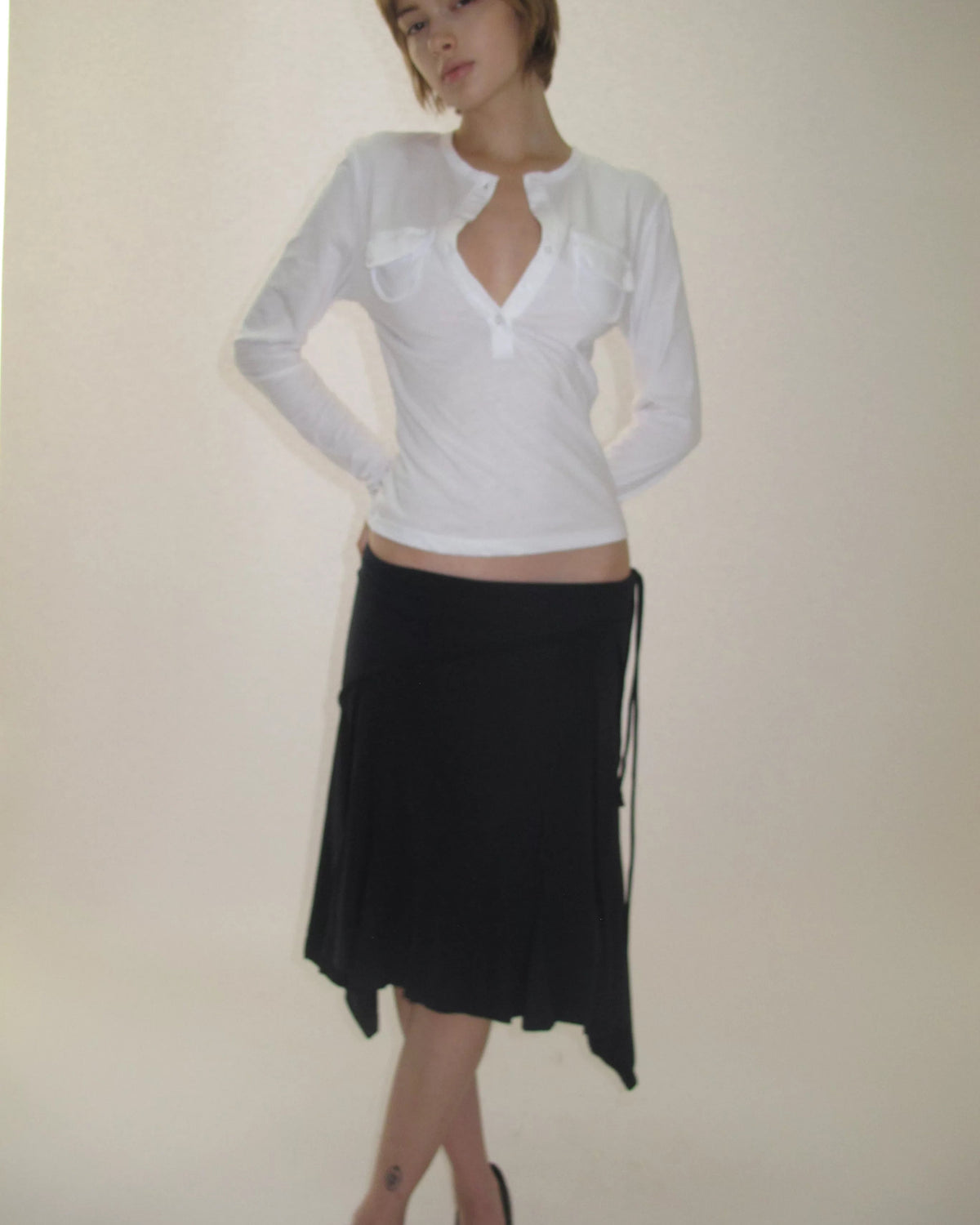 Fitted Pocket Henley Long Sleeve Top