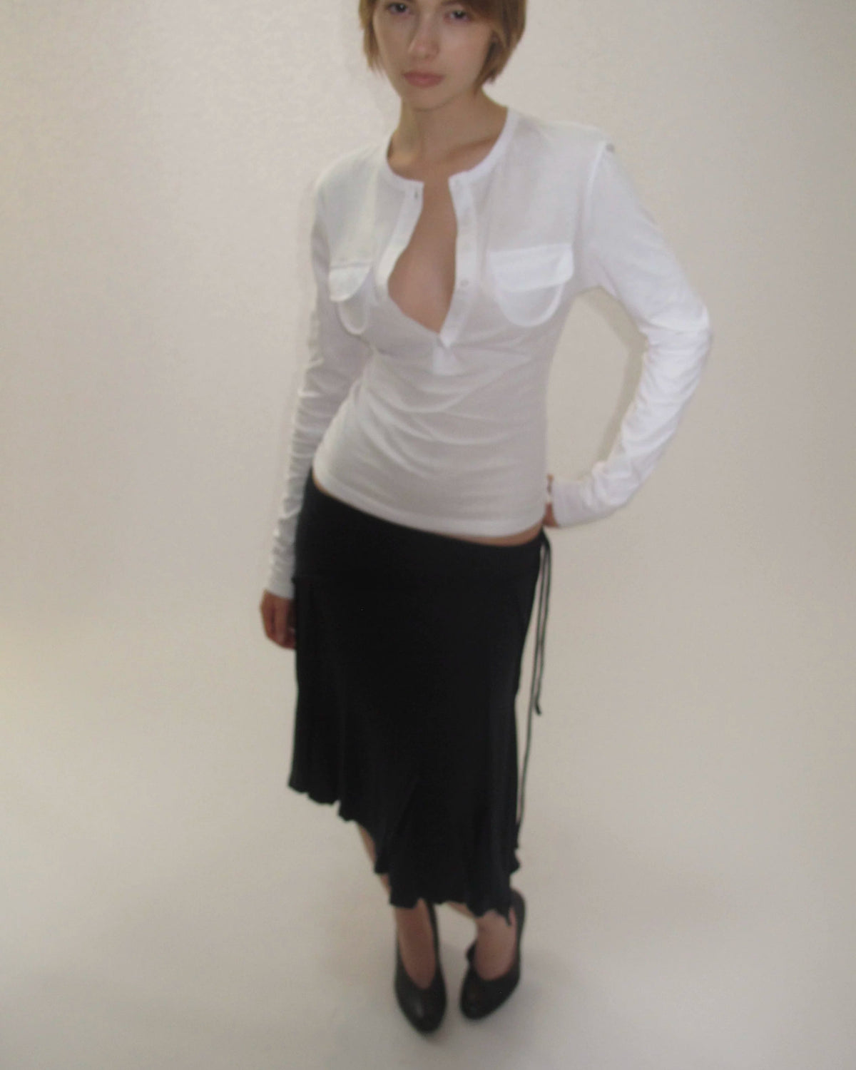 Fitted Pocket Henley Long Sleeve Top