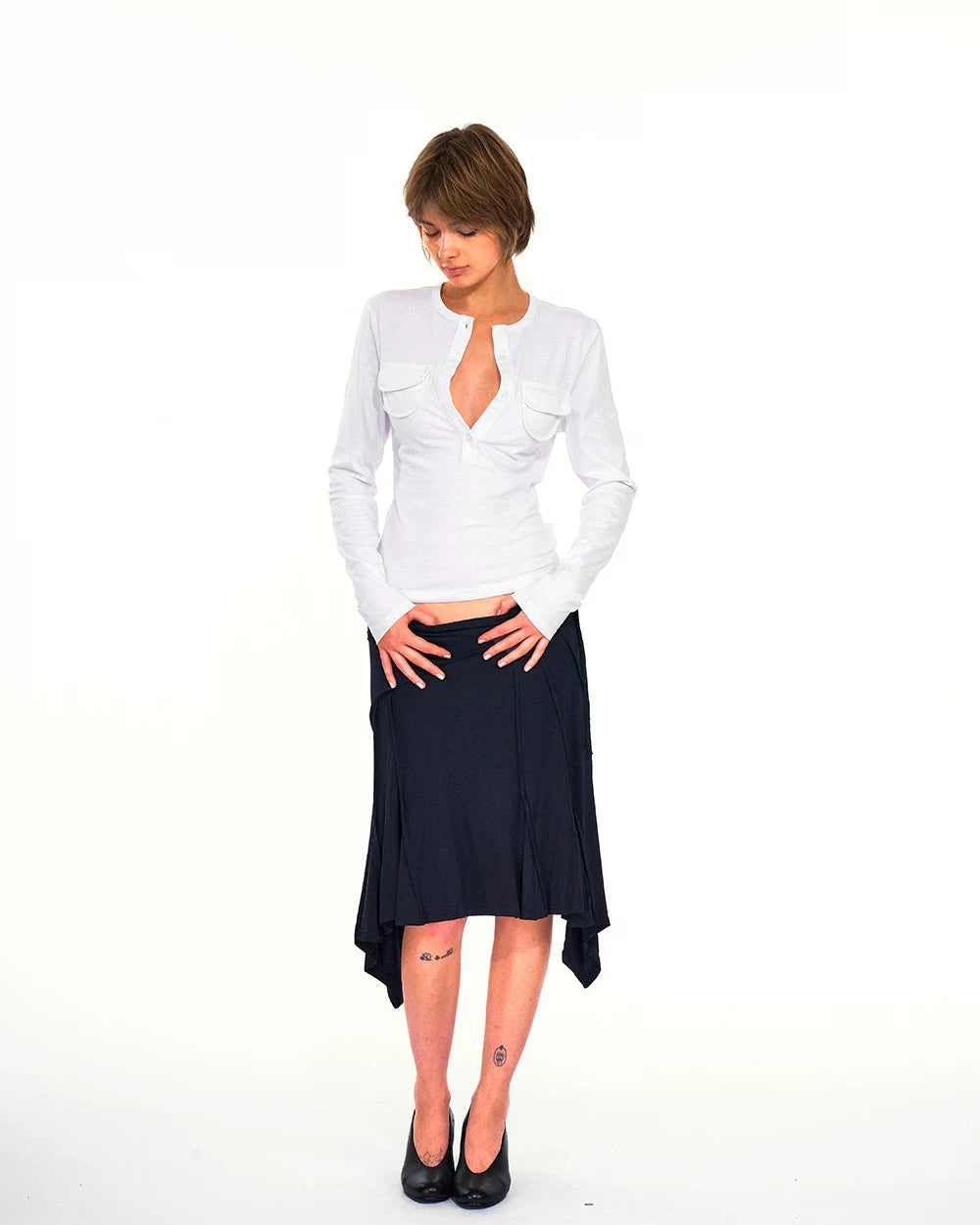Fitted Pocket Henley Long Sleeve Top