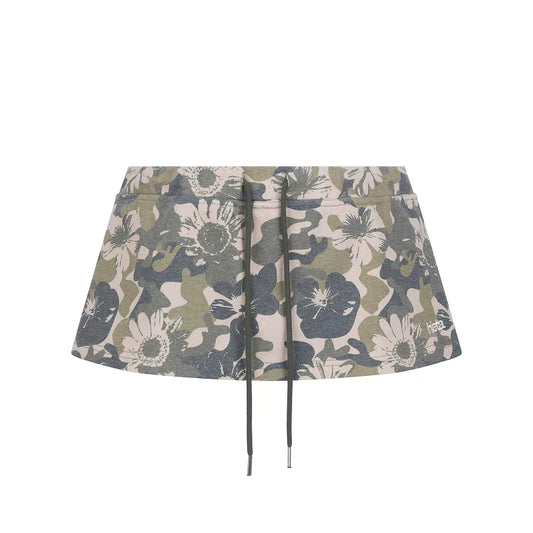 Floral Camo Low-Rise Mini Skirt