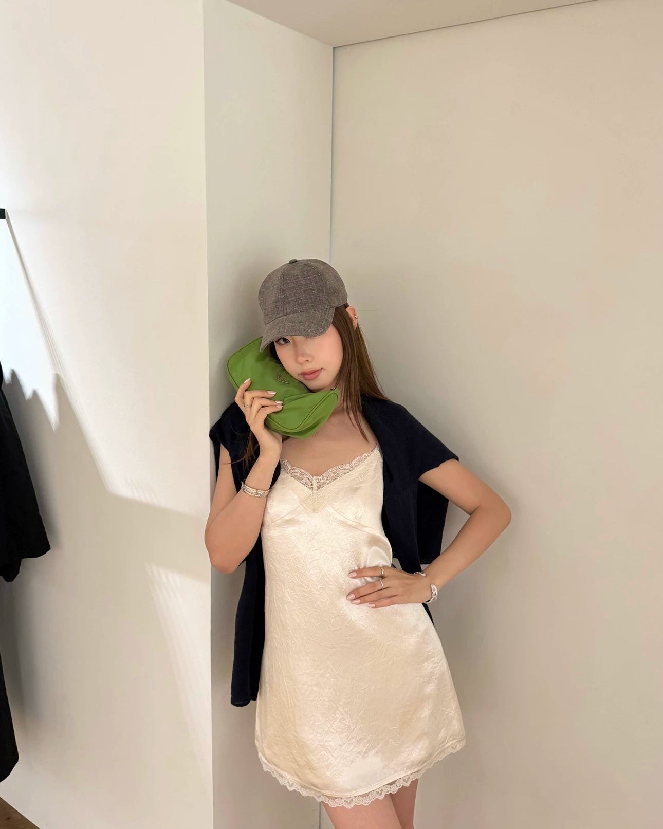 Ran | French Lace Satin Mini Slip Dress