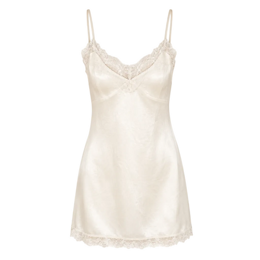 Ran | French Lace Satin Mini Slip Dress