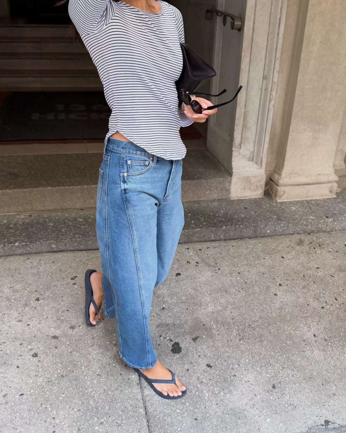 French Stripe Flare Sleeve Top