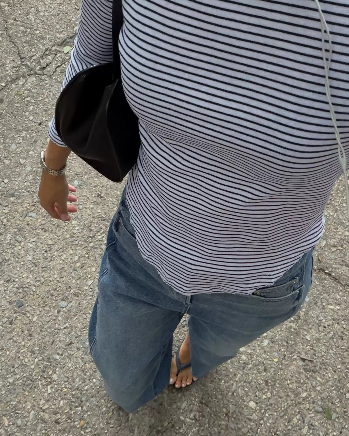 French Stripe Flare Sleeve Top