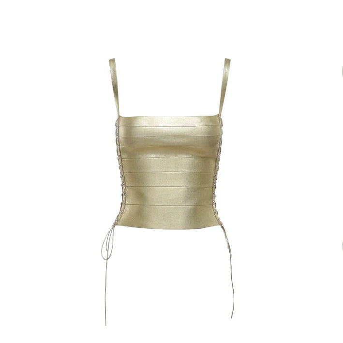 Elle | Golden Hour Lace-Up Corset Tank Top