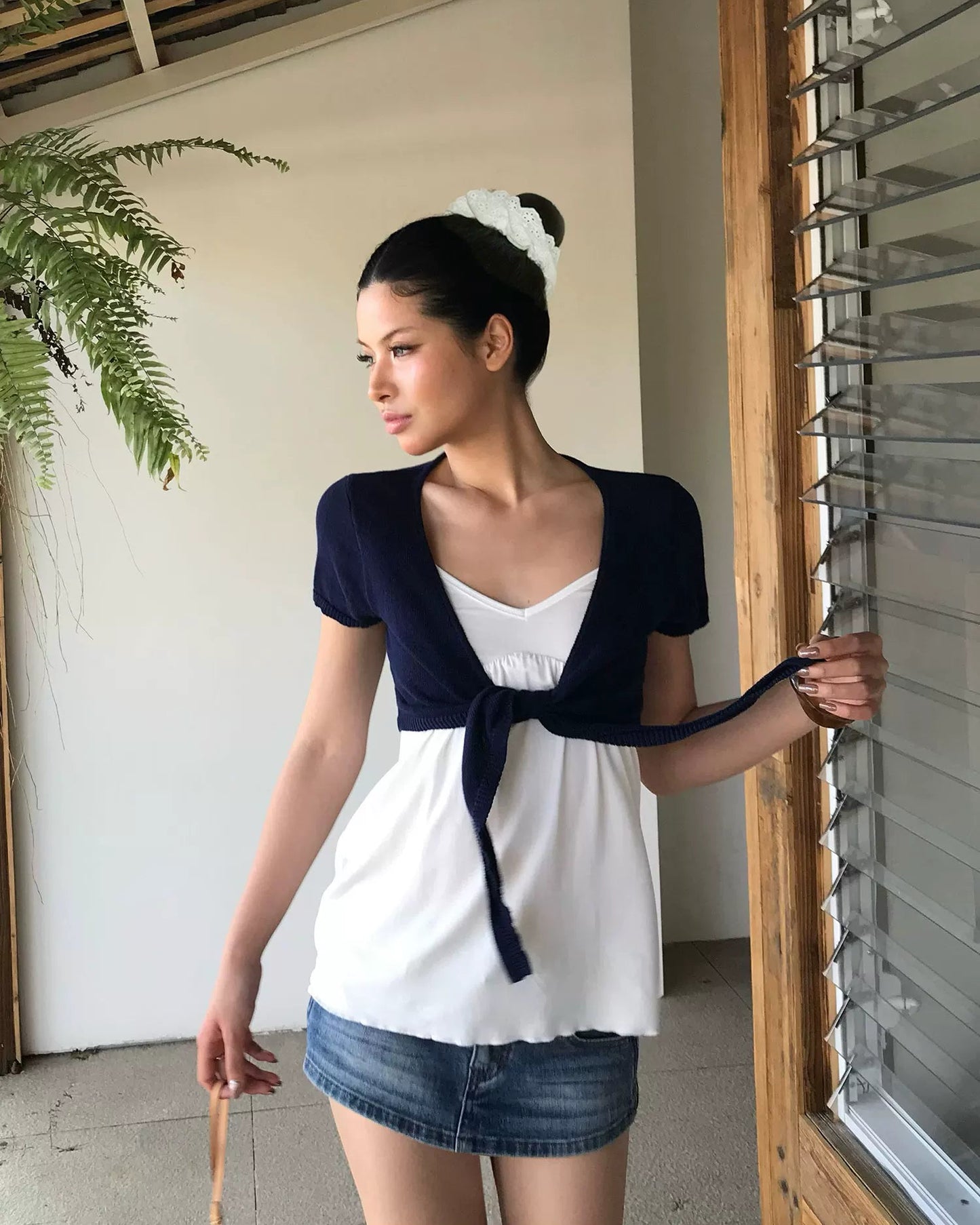 Gymwear | Tie-Front Knit Shrug Cardigan