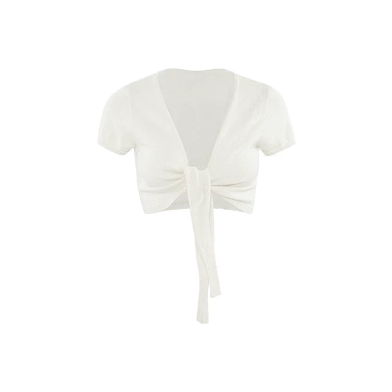 Gymwear | Tie-Front Knit Shrug Cardigan