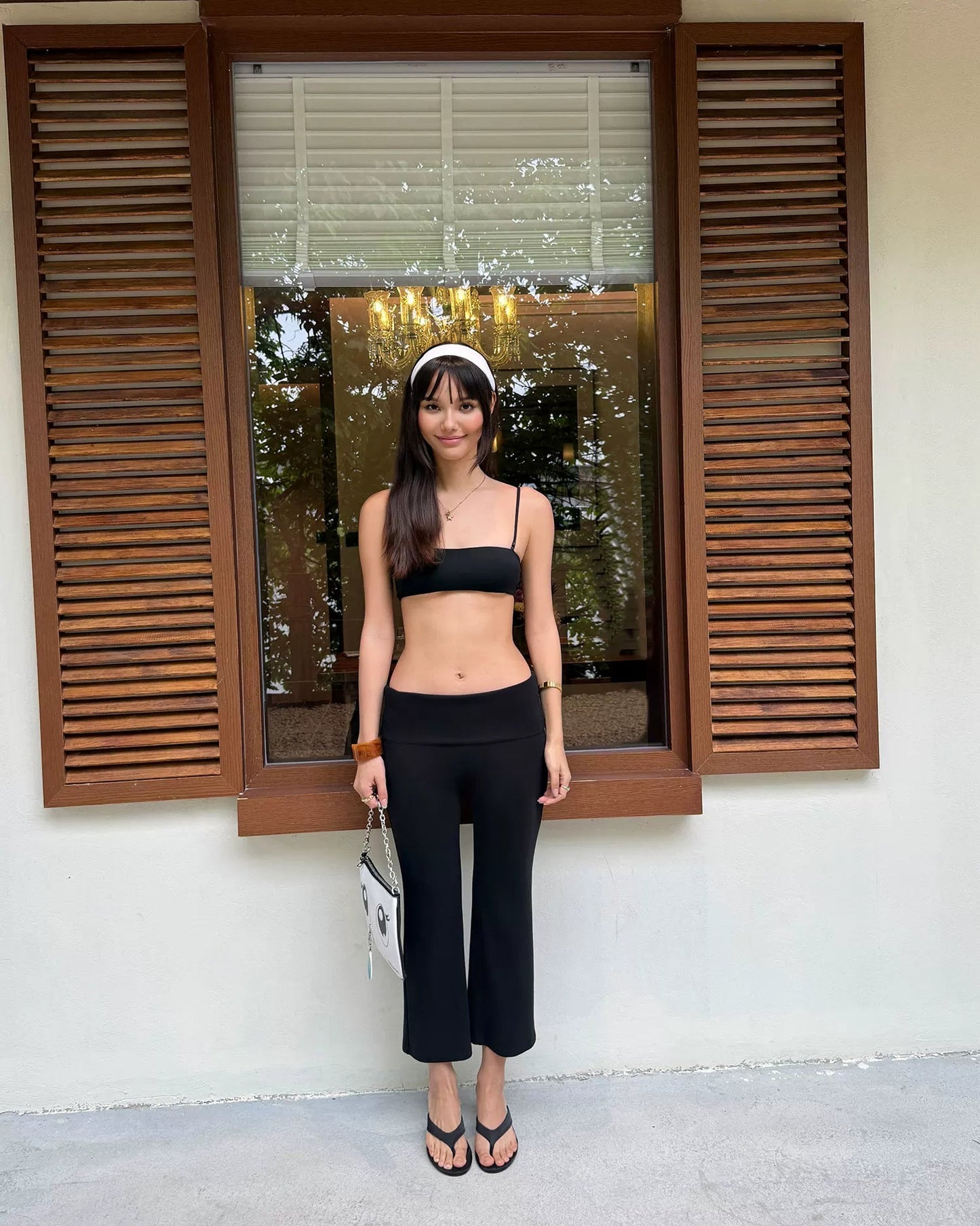 Gymwithelle | Foldover Flare Yoga Pants