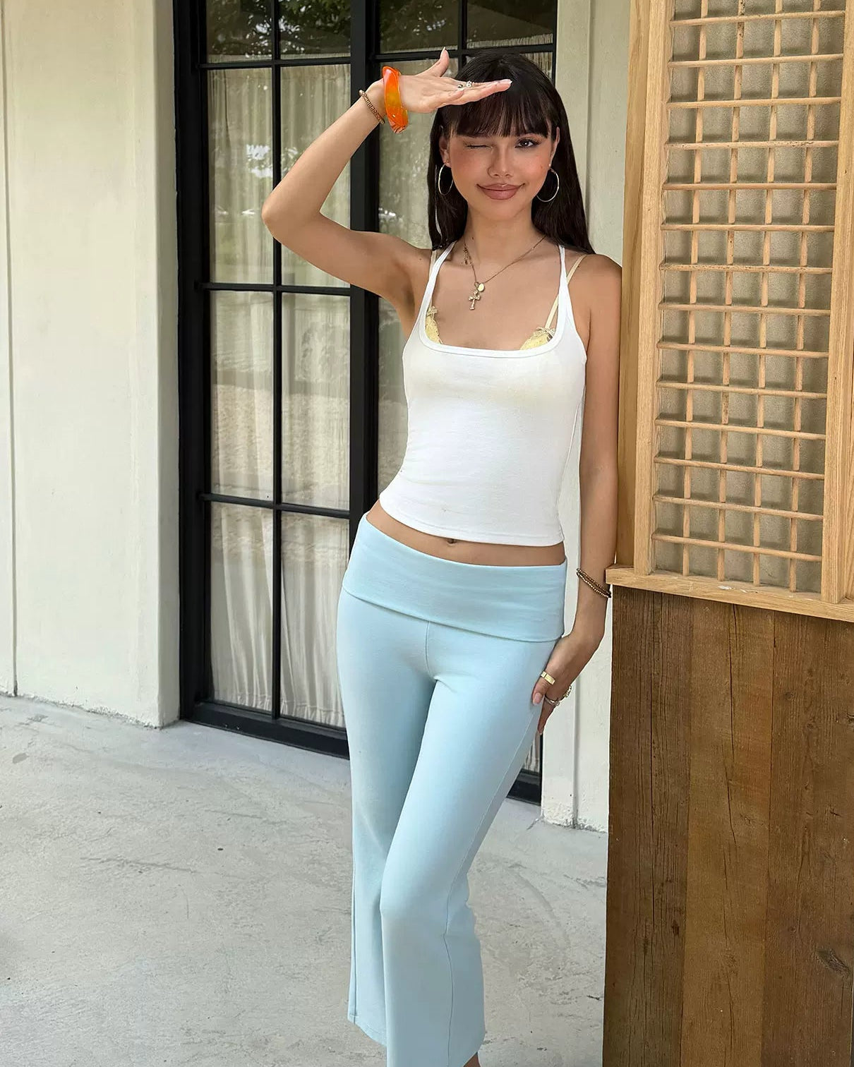 Gymwithelle | Foldover Flare Yoga Pants