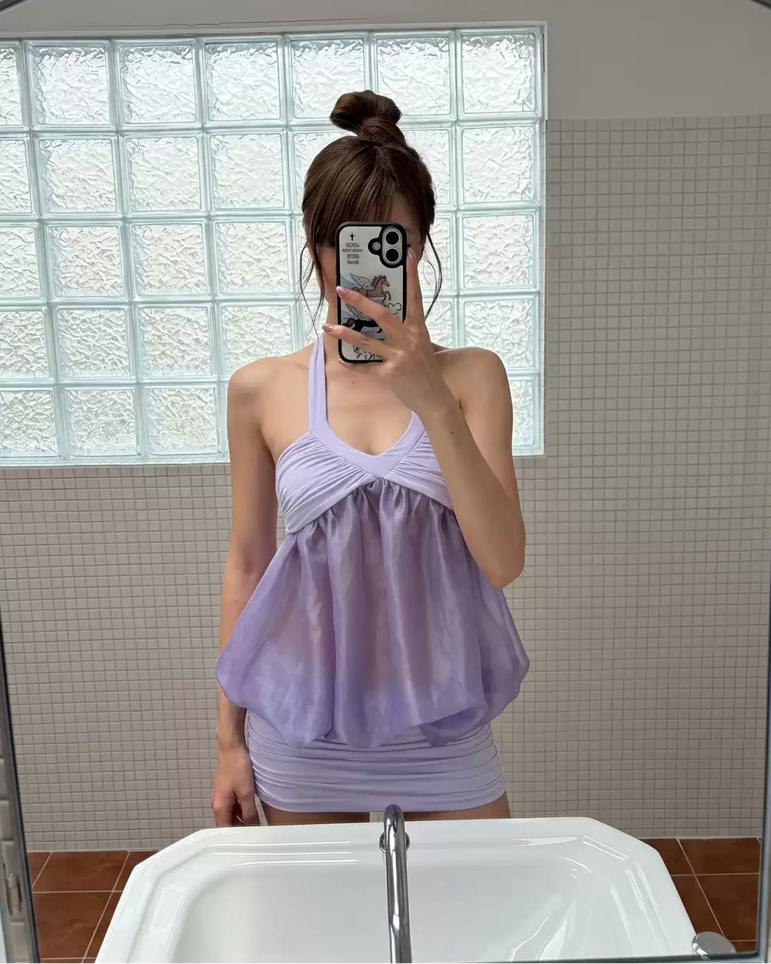 Sleep at 11 | Halter Ruched Bubble Mini Dress