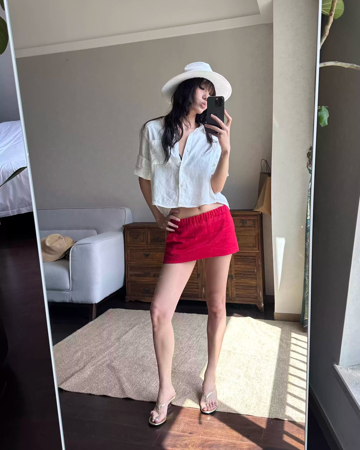 Elle | Holiday Linen Mini Skort