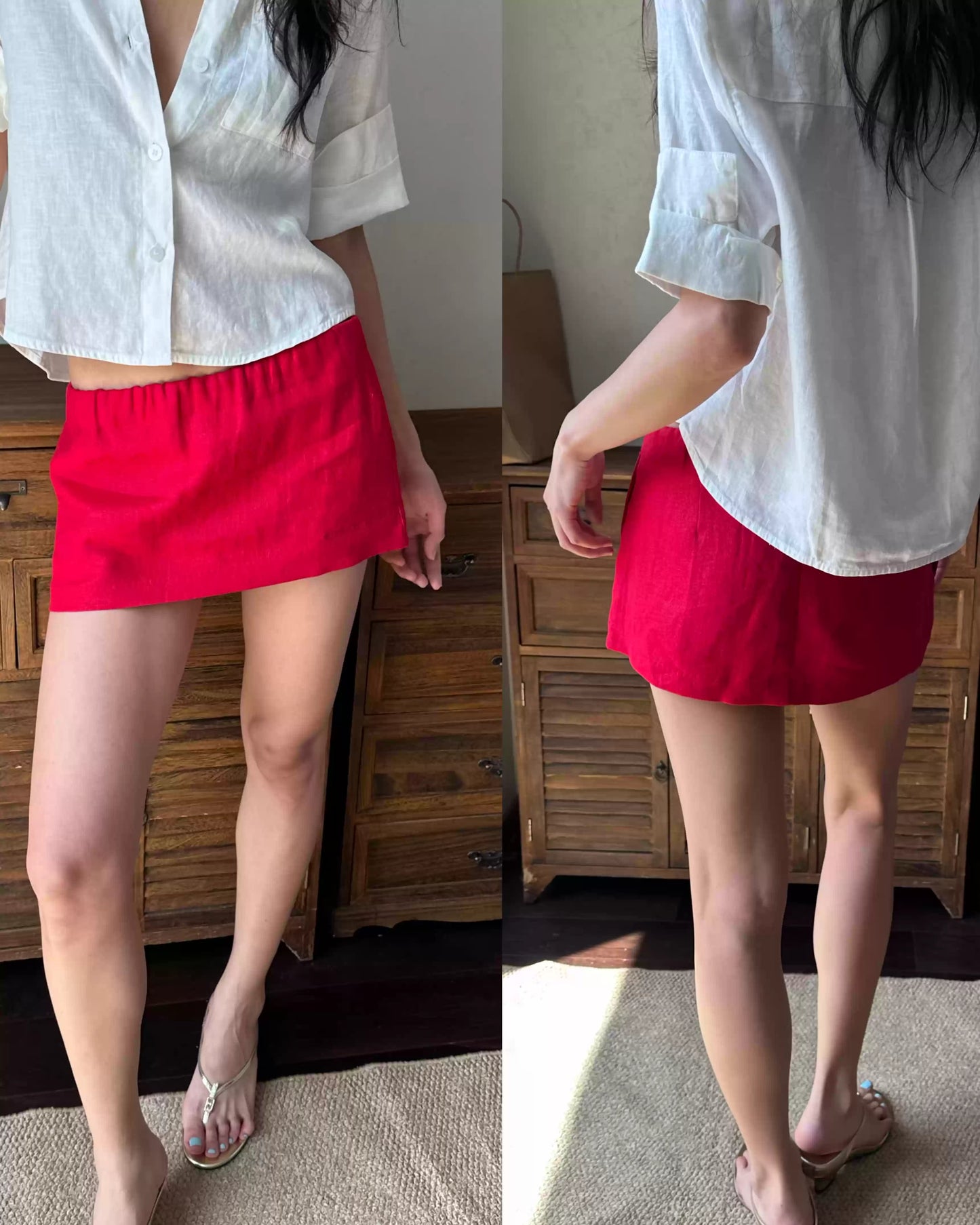 Elle | Holiday Linen Mini Skort