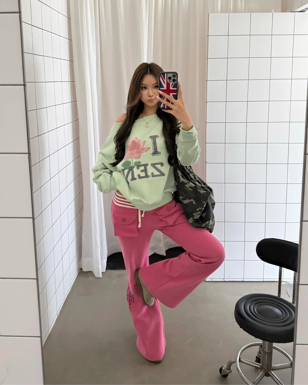 I ♥ ZEN Off-Shoulder Sweatshirt