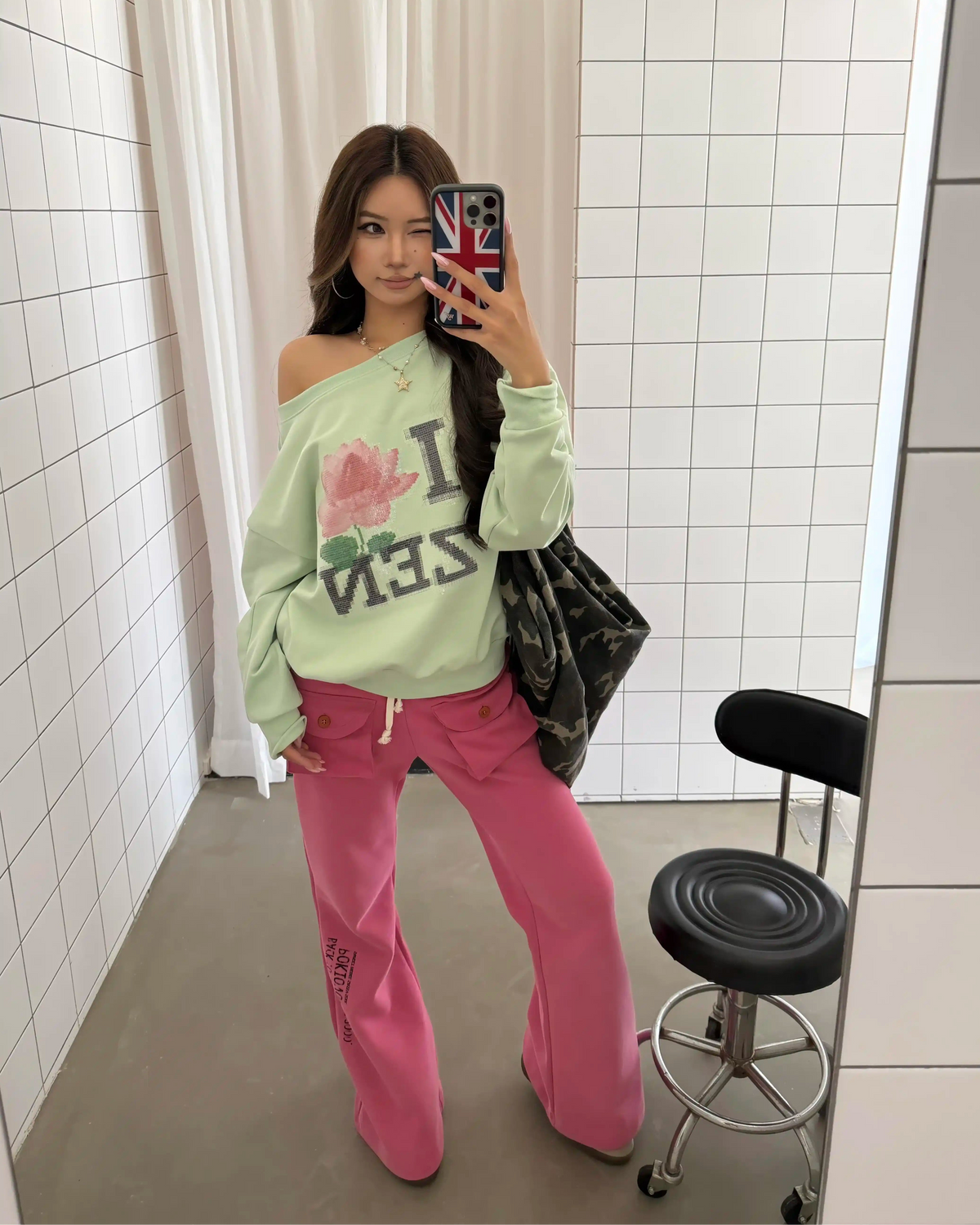 I ♥ ZEN Off-Shoulder Sweatshirt