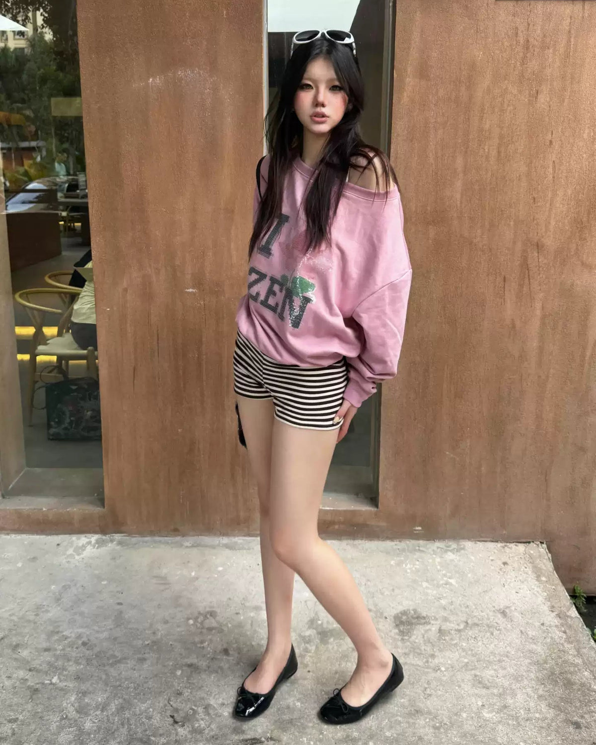 I ♥ ZEN Off-Shoulder Sweatshirt