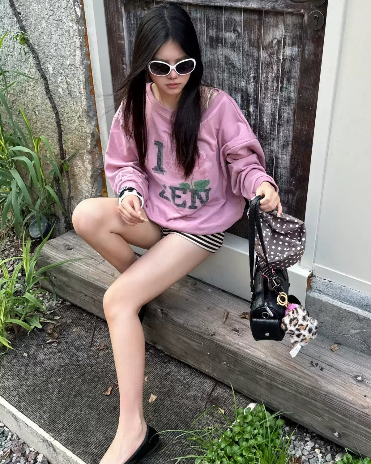 I ♥ ZEN Off-Shoulder Sweatshirt