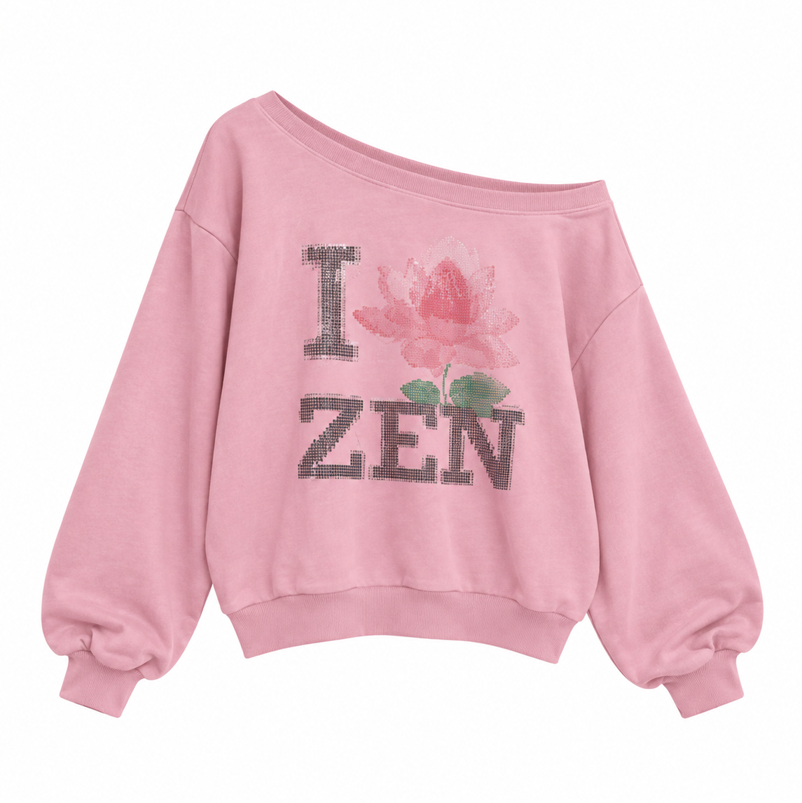 I ♥ ZEN Off-Shoulder Sweatshirt