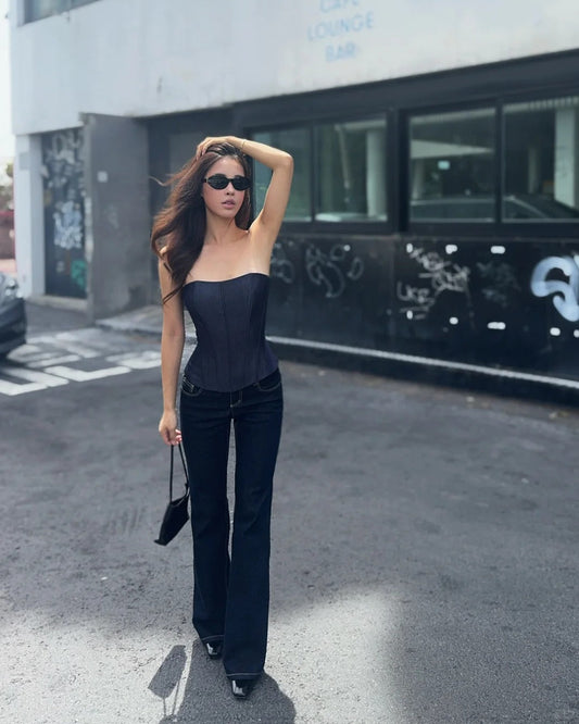 Indigo Low-Rise Slim Flare Jeans