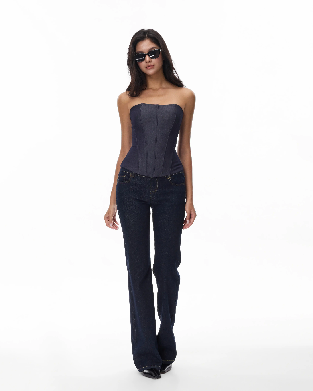 Indigo Low-Rise Slim Flare Jeans