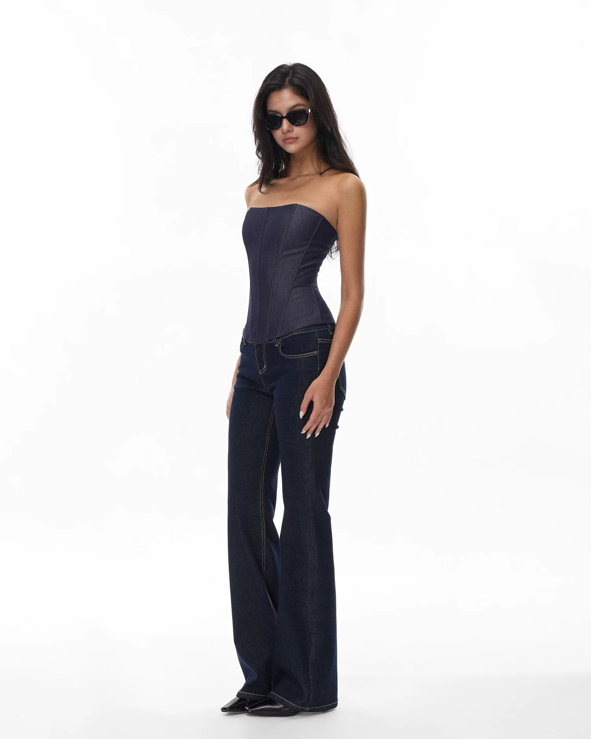 Indigo Low-Rise Slim Flare Jeans