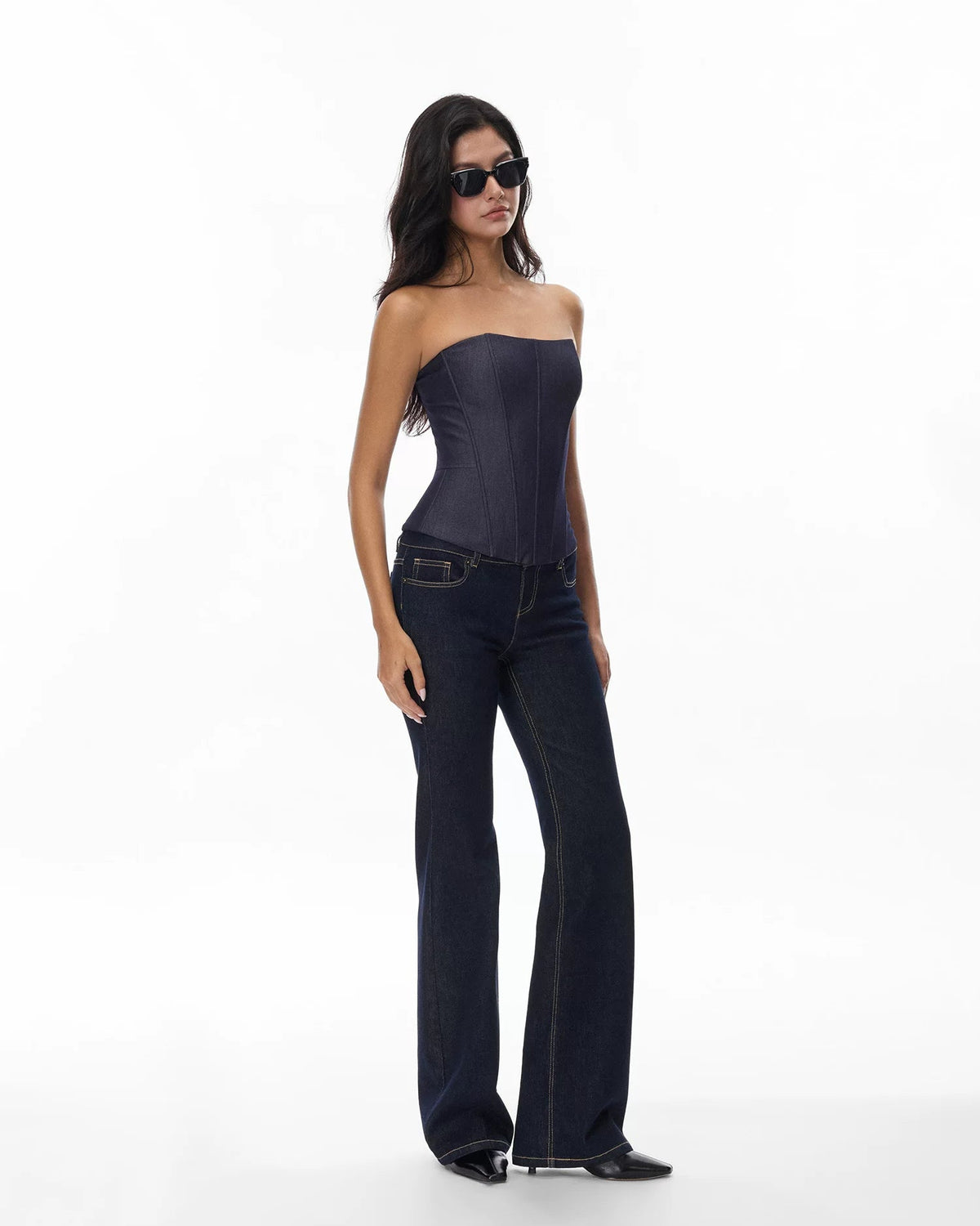 Indigo Low-Rise Slim Flare Jeans