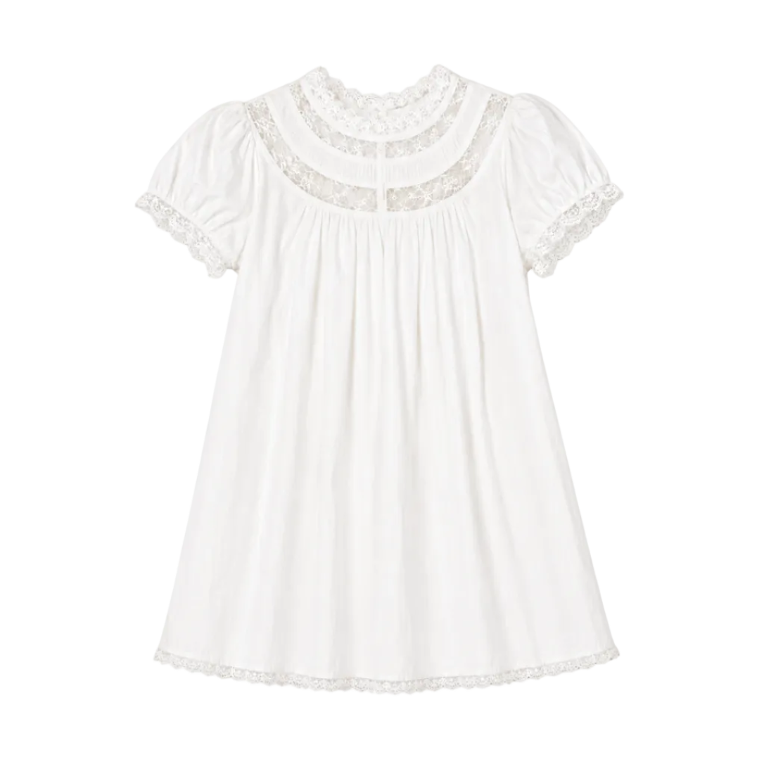 Elle | Lace Trim Cotton Babydoll Mini Dress