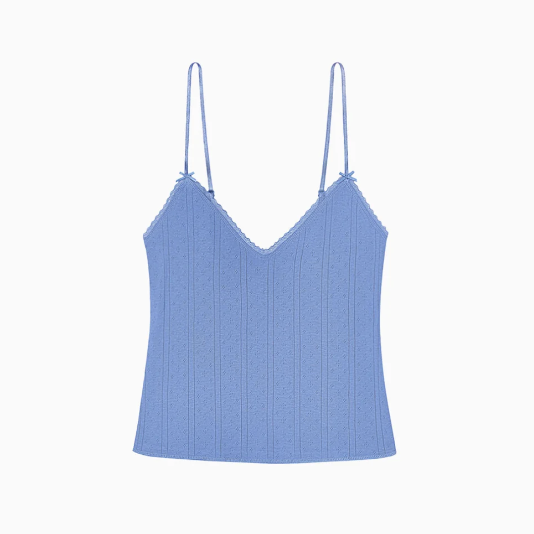 Lace Trim Pointelle Cami Top