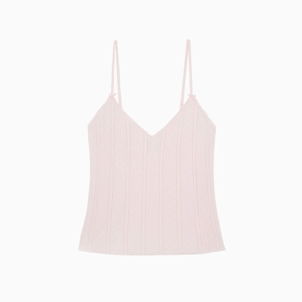 Lace Trim Pointelle Cami Top