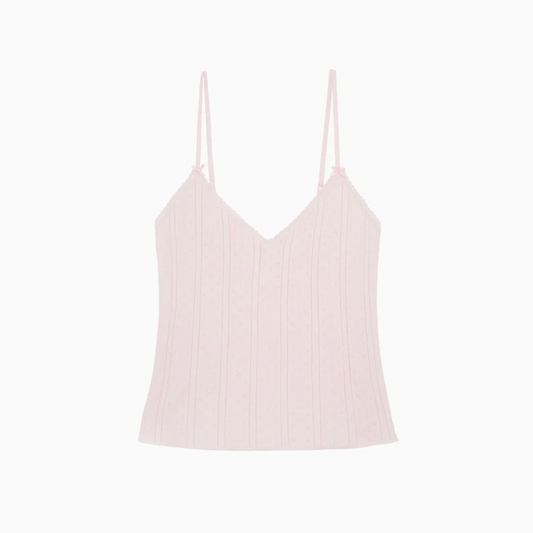 Lace Trim Pointelle Cami Top