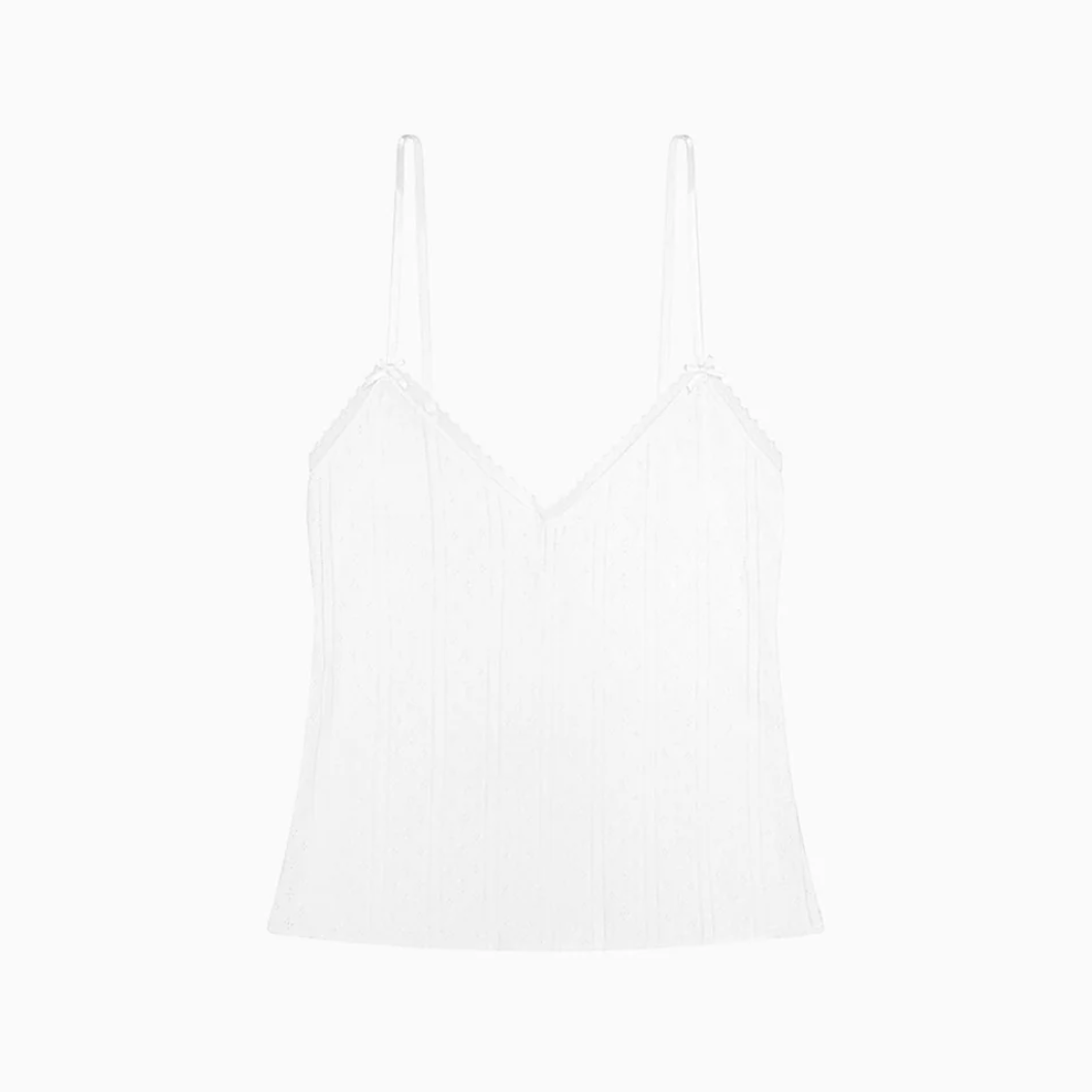 Lace Trim Pointelle Cami Top