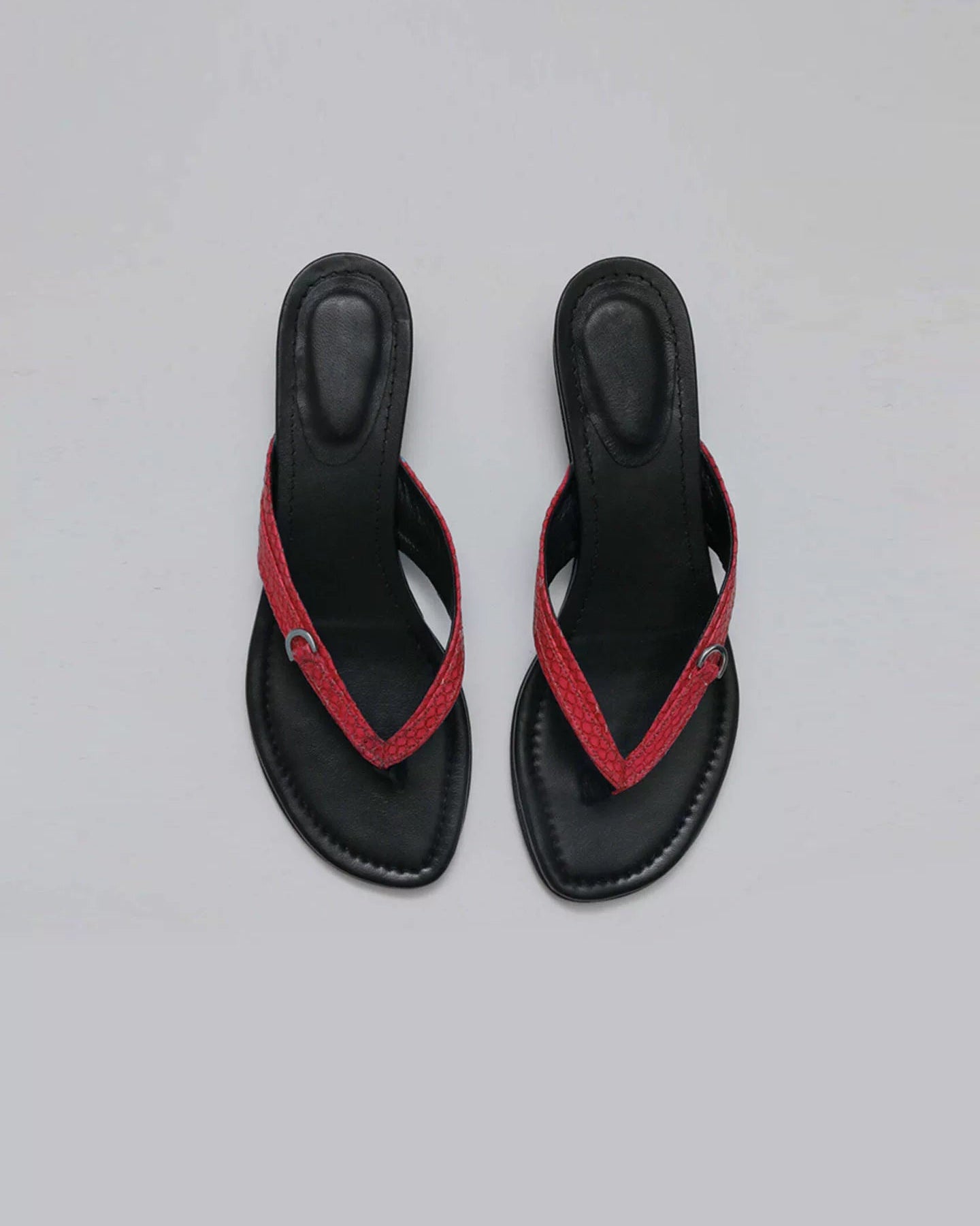 Elle | Leather Snake-Embossed Wedge Flip Flops