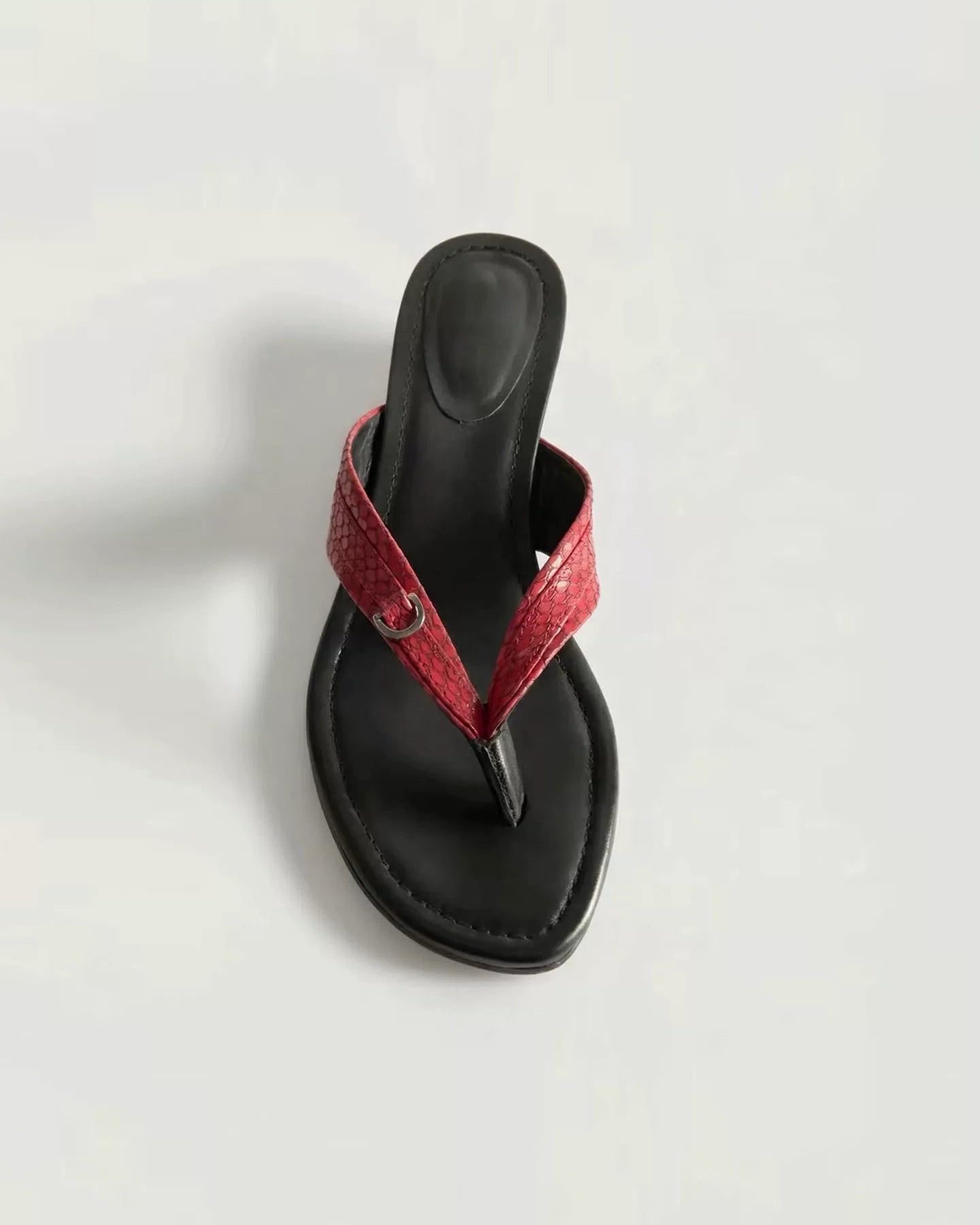 Elle | Leather Snake-Embossed Wedge Flip Flops