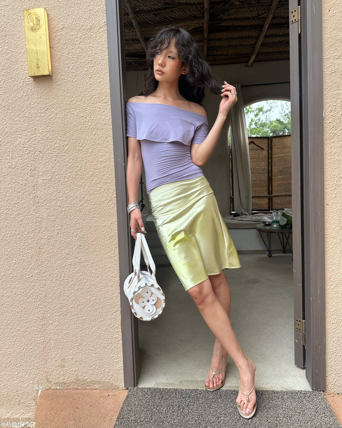 Liquid Bloom Satin Midi Skirt