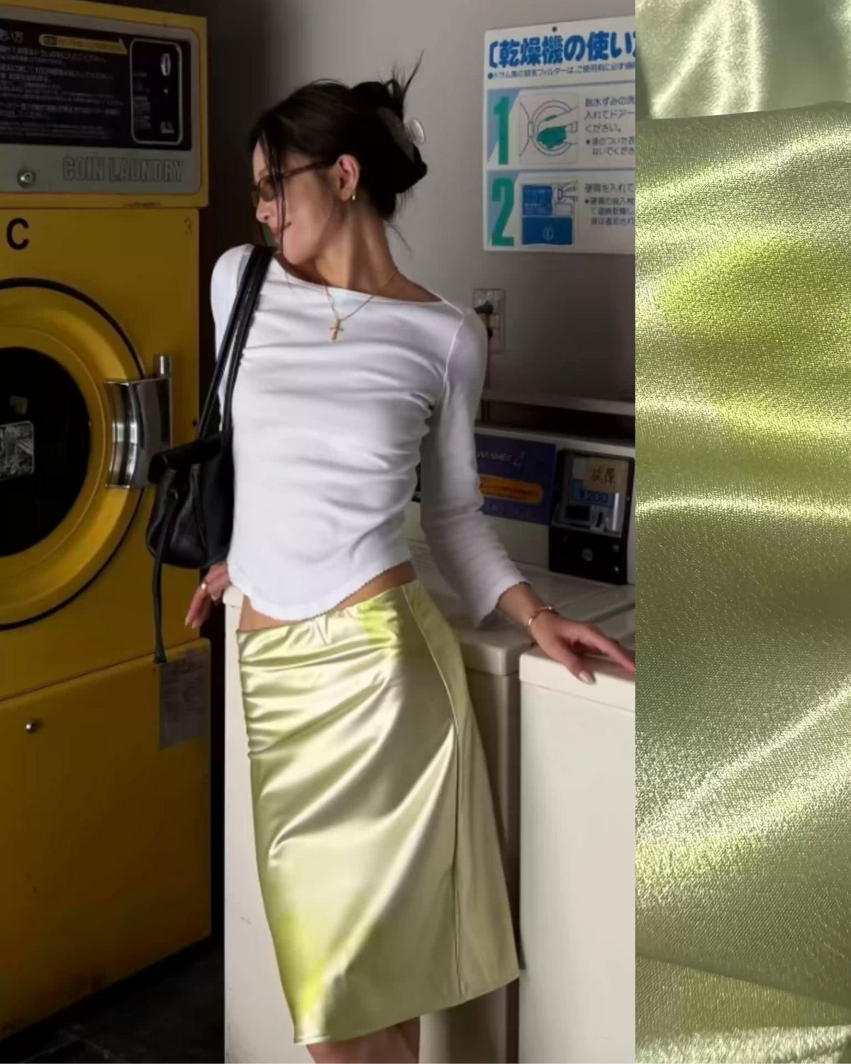 Liquid Bloom Satin Midi Skirt