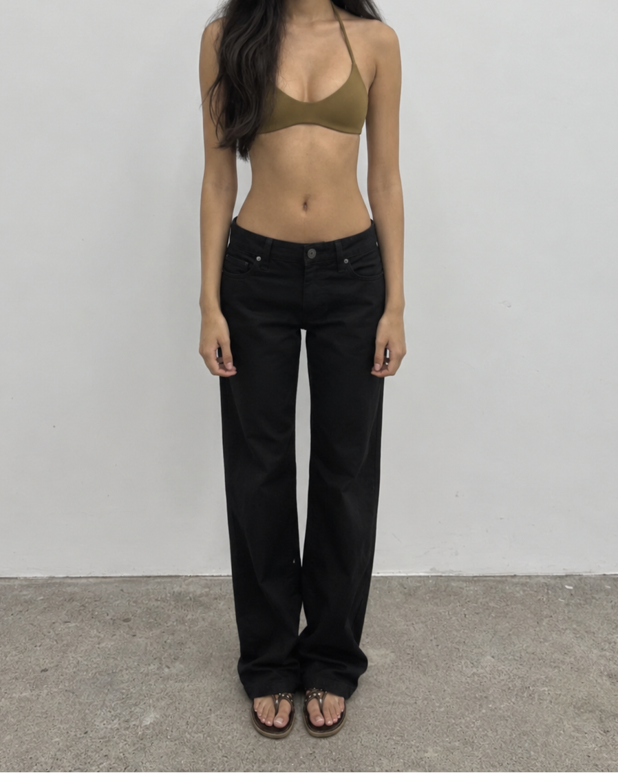 Low-Rise Tulip Pocket Straight-Leg Jeans
