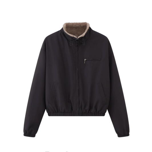 Luxe Reversible Faux Fur Bomber Jacket