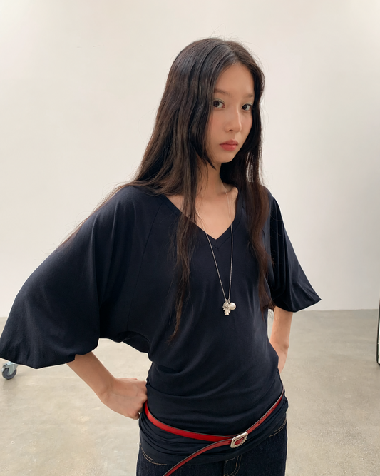 Lyla Lyocell V-Neck Balloon Sleeve Top