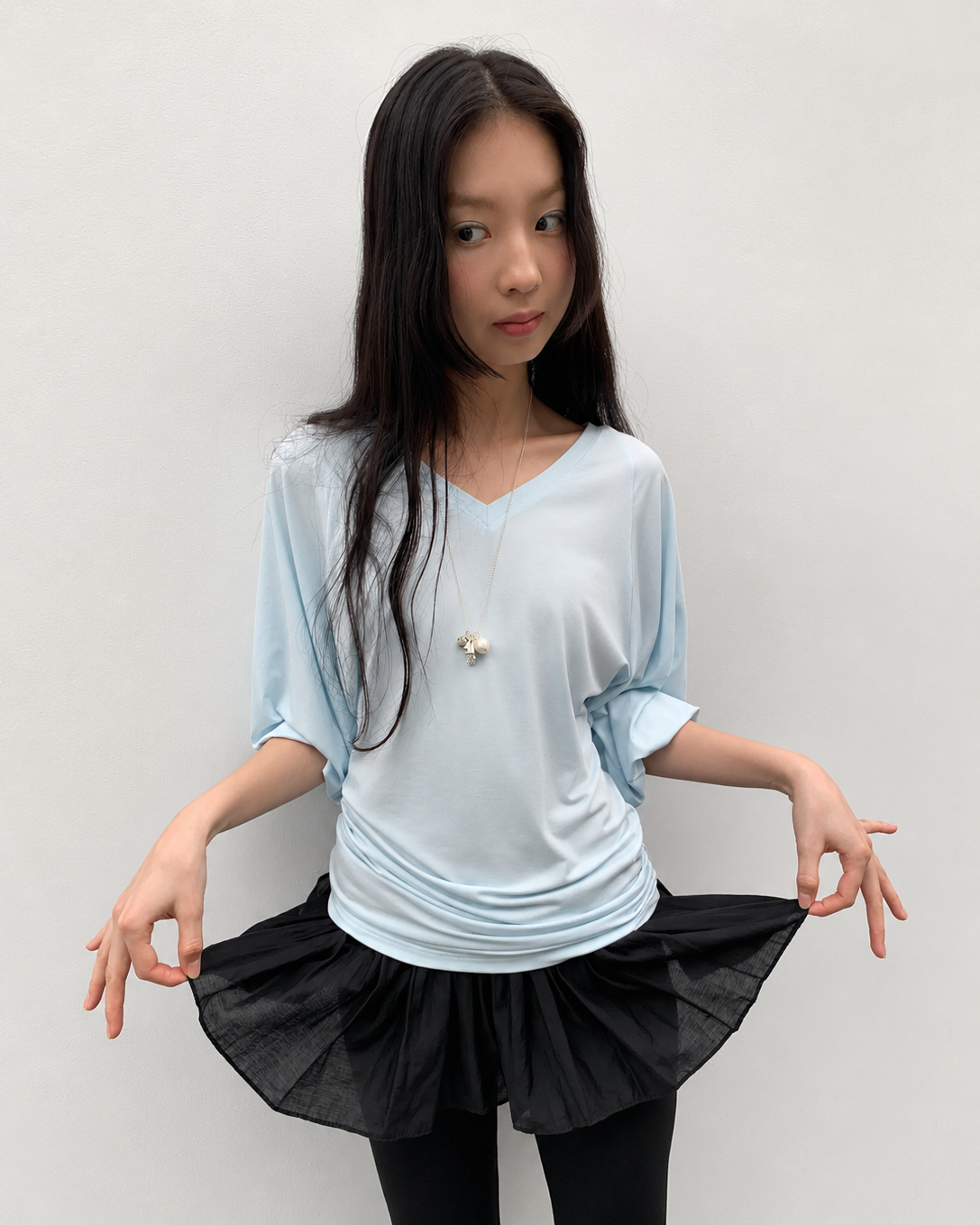 Lyla Lyocell V-Neck Balloon Sleeve Top