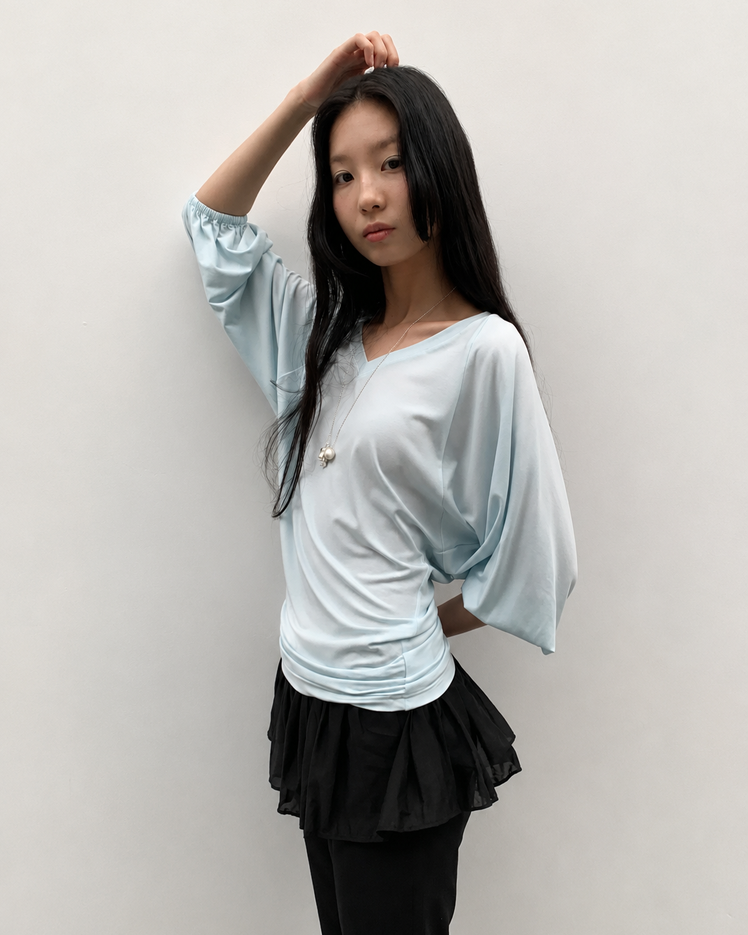 Lyla Lyocell V-Neck Balloon Sleeve Top