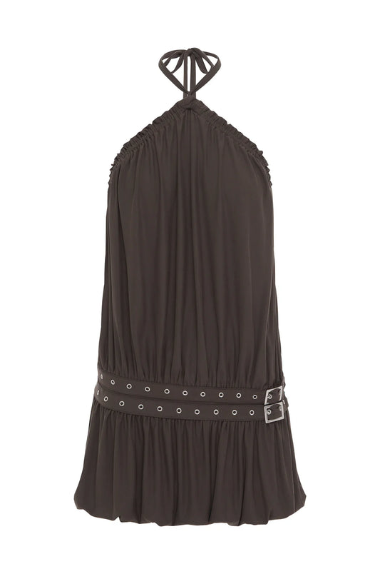 NO INFO | Siena Bubble Halter Mini Dress