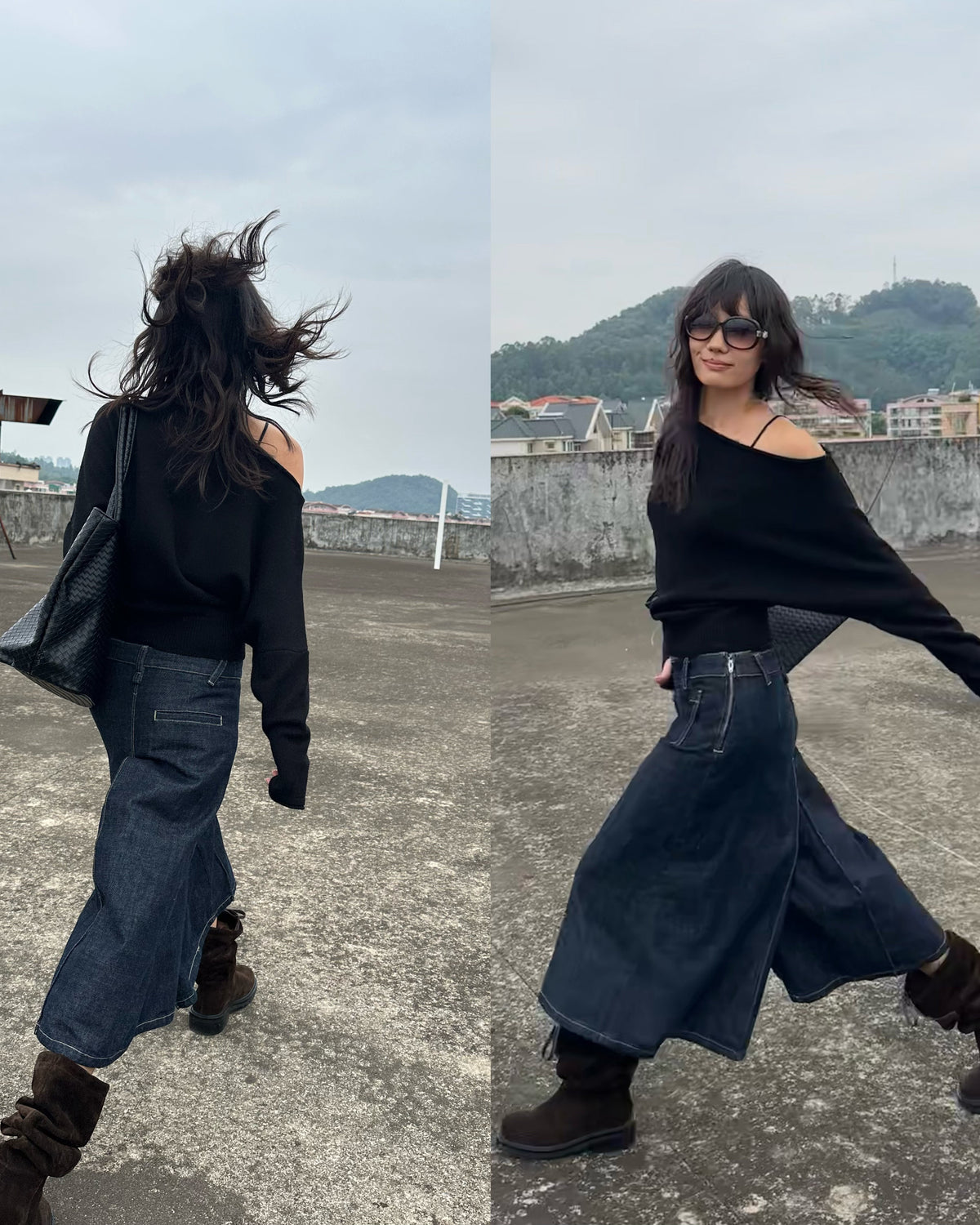 Mara 100% Wool Relaxed Off-Shoulder Knit Sweater