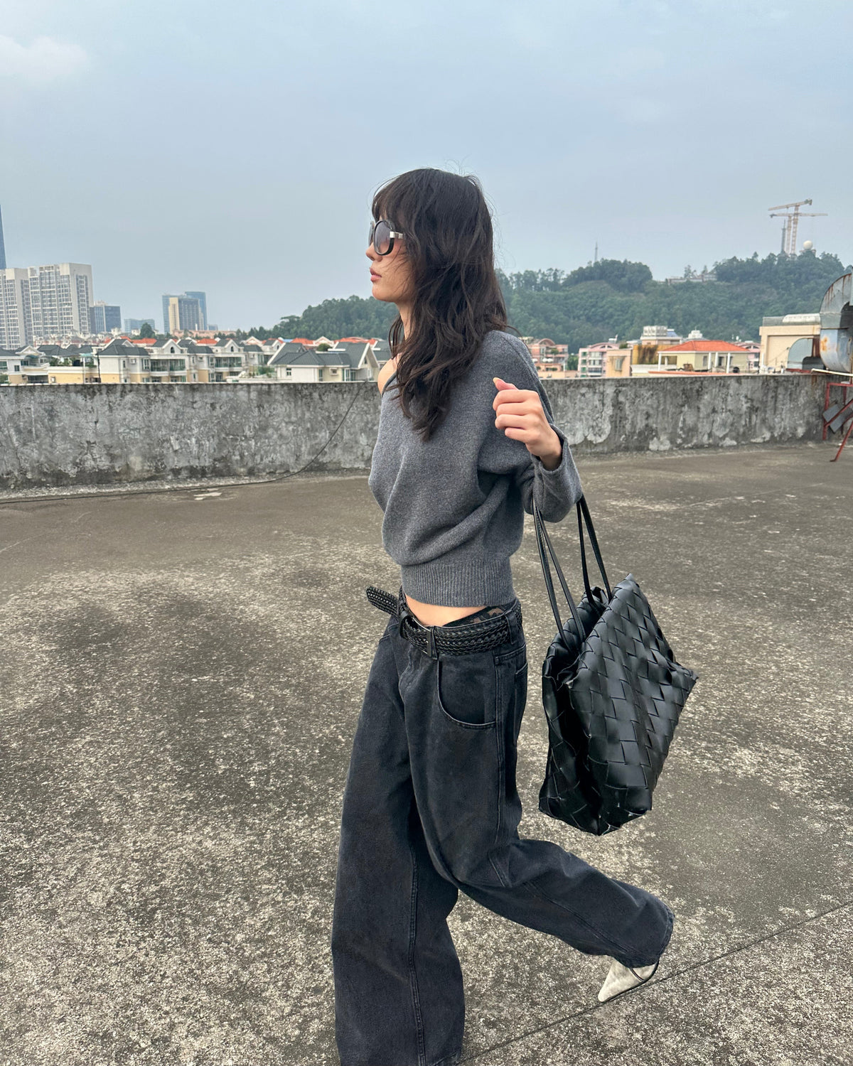 Mara 100% Wool Relaxed Off-Shoulder Knit Sweater